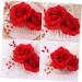 Angoily Flower Hair Comb Flower Hair Clip Flower Hair Accessories Garlands for Decor Floral Hair Clips for Women Bridal Hair Clip Tiara Rose Red Wedding Rhinestones Bride - Buy Online on GoSupps.com