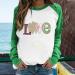 St. Patrick's Day Women's Crewneck Sweatshirt | Long Sleeve Blouse | Clover Gnome Graphic Tee | Irish Girls Green Sweatshirt - Small - Buy Online on GoSupps.com