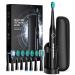 Electric toothbrush for adults with travel case electrical electric toothbrush with 8 brush heads 40 000 VPM deep cleaning 5 modes (1-black with travel case) 1-black 1 piece (1 Pack)