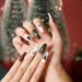 Prreal Christmas Press On Nails Frosting Long False Nails Snow Deer Christmas Tree Fake Nails Full Cover Nail Art Stick-On Nails with Nail Glue Festival Nail Gift for Women Girl C01