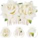 Minkissy Rhinestone Headpiece Rose Flower Bridal Hair Combs Bride Floral Hair Clip Combs Rose Hair Side Combs Wedding Festival Floral Headpiece Party Headdress for Women (White) Wedding D cor - Buy Online on GoSupps.com