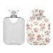 Hot Water Bottle 2L with Cover Pink Rose Flower Floral Hot Water Bag for Pain Relief Hand Feet Warmer Winter