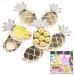 LHKJ 8 Pcs Gold Foil Pineapple Party Plates Disposable Tableware Set Paper Plates for Hawaiian Luau Party Supplies Pineapple Paper Plates for Birthday Wedding Party