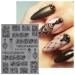 JMEOWIO 3D Embossed Black White Flower Nail Art Stickers - Self-Adhesive 5D Leaves Lace Decals | 4 Sheets Nail Design Accessories for Stunning Nail Art - Buy Online on GoSupps.com