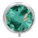 Pill Box Pill Case 3 Compartment Travel Pill Box Turquoise Green Leaves Printing Small Pill Box Portable Medicine Pill Case Pill Organizer for Purse & Pocket for Travel Handbag (Round)