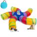 DeeNiner Colorful cat Tunnel Cat Tunnel for Indoor Cats Large, with Play Ball S-Shape 5 Way Collapsible Interactive Peek Hole Pet Tube Toys 5 Way S Shape Rainbow Cat tunnel
