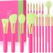 Makeup Brushes Set Docolor 18 Pcs Neon Pink Makeup Brushes Professional Synthetic Foundation Powder Blending Face Blush Highlighter Concealers Eyeshadow Brushes  Cruelty-Free and Soft  Easy to Clean