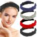 Newofview 4 pieces with a hair-rip-in headband wide hair ripe vintage hair tires fashion frontal ligaments for women fashion hair accessories for women girls (black+red+navy blue+green)
