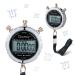 2 Pcs Metal Stop Watch Waterproof Digital Stopwatch Sports Stopwatch Timer 1/100th Second Workout Clock Metal Handheld Chronograph with Display and Buttons for Competition Training Timing