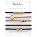 By Lilla Downtown Mini Stack Ponytails Hair Ties and Bracelets - Set of 5 Hair Tie Bracelets - Hair Ties for Women - No Crease Hair Ponytails & Women s Bracelets (Black/Gold/Nude/Brown)