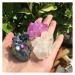 3pcs Aura Angel Crystal Cluster Natural Titanium Coating Gemstone Quartz Cluster Home Decor 110-120g Decoration