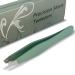 Tweezers – Surgical Grade Stainless Steel - Slant Tip for Expert Eyebrow Shaping and Facial Hair Removal – with Protective Pouch (Sage)