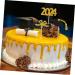 12Pcs Graduation Cupcake Toppers Glitter Cake Toppers Class of 2024 Congrats Grad Cap Diploma Cupcake Picks for Graduation Party Decorations -Golden Black - Buy Online on GoSupps.com