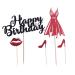 BESTOYARD 2 Sets Cake Toppers Glitter High Heel Shape Cupcake Toppers for Happy Birthday Party Decor (Red)