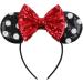 Mouse Ears Headbands with Bow and Sequins,Party Cosplay Costume for Girls or Women Black Dot A-black Dot