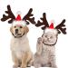 Lynbly pet cheeks Christmas reindeer cat dog christmas headband with Christmas hat reindeer antlead adjustable headband for pet dog cat cat cats