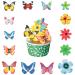 Pagezol 100Pcs Edible Butterfly Cupcake Toppers Edible Flower Cake Topper Colourful Edible Birthday Cake Toppers Beautiful Flowers and Butterflies Cupcake Toppers for Birthday Party Decoration