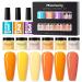 Dipping Powder Nagel Set Roseflower nail powder starter set with 6 nude colors sunset yellow series diving powder base top coat-DIY salon manicure/French nail powder lasts 3 weeks #f