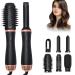 Hair Dryer Brush Set 6 in 1 Blow Dryer Brush Automatic Wrap Curlers Hot Air Brush for Hair Styling Multi-Temperature Settings with Detachable Hair Straightener Curling Iron Thermal Brush Black