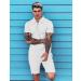 URRU Men's Short Sleeve Polo Shirt and Shorts Set - White Large | Summer Outfit for Men - Buy Online on GoSupps.com