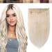 SEGO Clip in Extensions Real Hair One Piece Hair Extensions Hairpiece 100% Remy Human Hair Straight Platinum Blonde#60-1 14"(35cm)-45g
