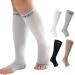 Medical Knee High Wide Calf Open Toe Varicose Veins Compression Socks for Women& Men 20-30 Mmhg Toeless Support Hose Plus Size Compression Stockings Soothe Relief Circulation and Swelling XL GRAY
