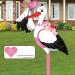 Rattierch Baby pink stork birth for outside rattle stork set for the birth baby printed on both sides birth stork incl wooden stick+ name tag greeting card rating pink pink