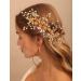 Deniferymakeup Gold Flower Hair Comb Leaf Hair Piece Crystal Rhinestone Bridal Hair Accessory for Wedding Women and Girls - Buy Online on GoSupps.com
