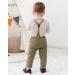 Amissz Baby Boy Gentleman Suit Set - Formal Tuxedo Romper + Suspender Pants + Beret Hat | 0-18 Months | Green (3-6 Months) - Buy Online on GoSupps.com