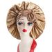 Awegeo Satin Bonnet Silk Bonnet with Elastic Tie Band Adjustable Straps Hair Bonnet Jumbo Size for Sleeping Satin Bonnet Stretchy Tie Band for Women Long Curly Braid Hair (Khaki)