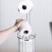 Meangood Free Standing Toilet Paper Holder Stand - Metal Wire Bathroom Tissue Roll Dispenser for 4 Mega Rolls - Silver - Buy Online on GoSupps.com
