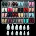 576Pcs Medium Almond Press on Nails, Misssix Short Fake Nails Full Cover Nail Colorful Solid False Nail for Women Nail Salon Art DIY 24 Color