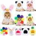 Cat hat delightful costume rabbit hat with ears funny mane cat hat for cats and small dogs kittens puppies party costume accessories headgear (panda rabbits pineapple strawberry panda rabbits pineapple strawberry flower