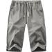 CEWIFO Men's Slip Pants - Lightweight Cotton Linen Trousers Calf Cord Shorts Simple Gray Sports Shorts for Men - Buy Online on GoSupps.com