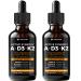 WELVIUM Liquid Vitamin D3 K2 Magnesium Liposomal Drops with 10000 IU Cholecalciferol MK7 Vitamin A Calcium MCT Oil Organic Sunflower Lecithin for Immune Bone Skin ADK Supplement - 2 Pack