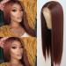 QD-Tizer T-Part Lace Front Wigs Reddish Brown Color 22'' Long Straight Hair Wig Glueless Heat Resistant Synthetic Lace Front Wigs for Fashion Women o-reddish brown