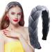 Breakdown with a hair -ready braided headband wide hair band vintage padded hair ripe rockabilly fashion hair accessories headband for women and girls gray