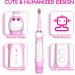 Kids Dinosaur Sonic Electric Toothbrush with Timer - 5 Modes, 8 Heads, Rechargeable - Ages 3-12 - Pink - Buy Online on GoSupps.com