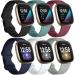 Charlam 6 Pack Replacement Arm strap Compatible with Fitbit Versa 3/Versa 4/Fitbit sense/scythe 2 bracelet soft watch bracelet Sports Watch Armbands for women men Klein S 5.9 "- 7.4" Black/gray/white/white/pine green/navy blue