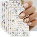 JMEOWIO 10 Sheets Glitter Spring Flower Nail Art Stickers Decals Self-Adhesive Colorful Summer Floral Nail Supplies Nail Art Design Decoration Accessories