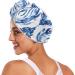 Shibori Waves Blue White Hair Towel 2 Pack | Super Absorbent Quick Dry Hair Turbans for Women & Girls - Buy Online on GoSupps.com