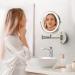 Rechargeable Wall Mounted Lighted Vanity Mirror Nickel 8 Inch - LED Makeup Mirror 1X/10X Magnification - Touch Screen Dimmable 360 Swivel - 3 Color Lights - 13 Inch Extendable Bathroom Mirror - Brushed Nickel - Buy Online on GoSupps.com