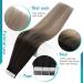 FSHINE Tape-In Hair Extensions 45cm - Balayage Ombre #2/16/60 Remy Real Hair | Premium Skin Weft Extensions - Buy Online on GoSupps.com