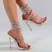 Shop XTZYGLFD Summer Luxury Rhinestone Ankle Wrap Stiletto Heel Sandals for Women - White 4.5 UK Narrow - Buy Online on GoSupps.com