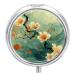 Small Travel Pill Case Round Metal Pill Box for Pocket Purse 3 Compartment Portable Pill Holder Mini Pill Organizer for Travel or Daily - Flower Flower 3