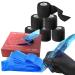 Clip Cord Covers with Grip Tape Wraps - NAQASE 125pcs Clip Cord Bags Pen Bags Cord Sleeves Blue Clip Cord Covers Wrap and 6pcs Tattoo Bandages Elastic Grip Tape Wraps Black+6pcs & Blue+125pcs