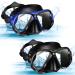 2 Pack Swim Mask for Adult Swimming Snorkel Diving Mask Swimming Goggles with Nose Cover Clear View Anti Fog Swim Mask Tempered Glass Snorkeling Goggles for Diving Snorkeling Swimming Black Blue
