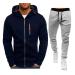 Hanxiulin men's training suits long jogging suit men jogging suit sweatshirt pants fitness jogging suits sportswear fitness sport jogging marine XL