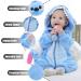 TMEOG Baby Rompers: Animal Print Zipper Hooded Jumpsuit, Unisex 12-18 Months, Blue Star - Buy Online on GoSupps.com