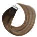 Moresoo Real Hair Extensions - Tape In Brown Ombre Extensions | 50g 45 cm #4/10/16 - Invisible & Seamless - Buy Online on GoSupps.com